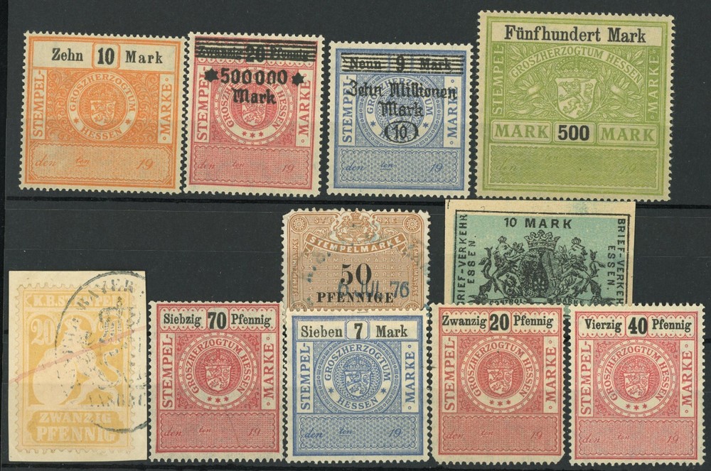 Germany Bavaria Revenue Fiscal Stamp Collection Used Mint