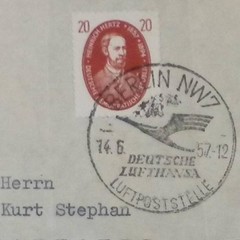 Germany Air Mail Stamp Cover Berlin Lufthansa Cancel 14.6.57 Multi-Color