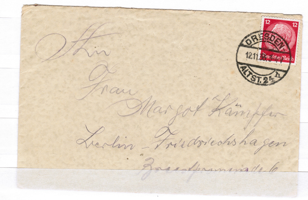 Germany, 1936 Hindenburg Cover from Dresden. Very clean & in Good Condition.