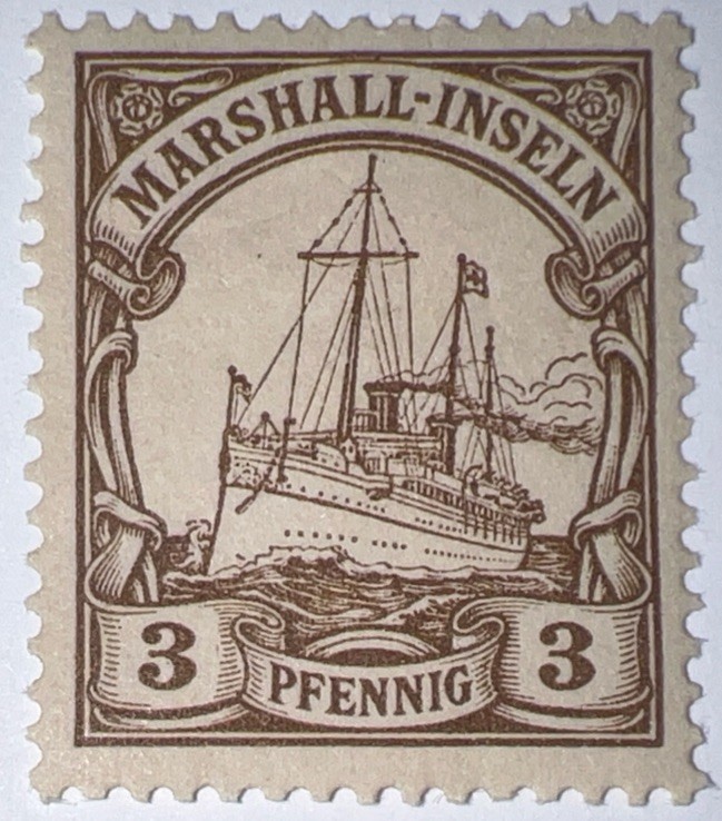 Travelstamps:GERMANY MARSHALL ISLANDS STAMPS Kaiser’s Yacht Mint Og H, UnWmk 3pf
