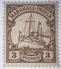 Travelstamps:GERMANY MARSHALL ISLANDS STAMPS Kaiser’s Yacht Mint Og H, UnWmk 3pf