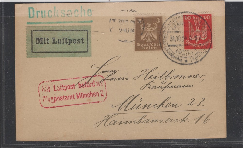 Germnay nice stamp dealer ad post card, airmail stamp,