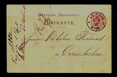 GERMANY 1880 POSTAL STATIONERY CARD WITH FINE CLEAR LEIPZIG CANCEL.