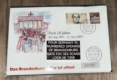 FOUR GERMANY NUMBERED OPENING OF BRANDENBURG GATE FDC SEE SCANS LOOK 👀 1358