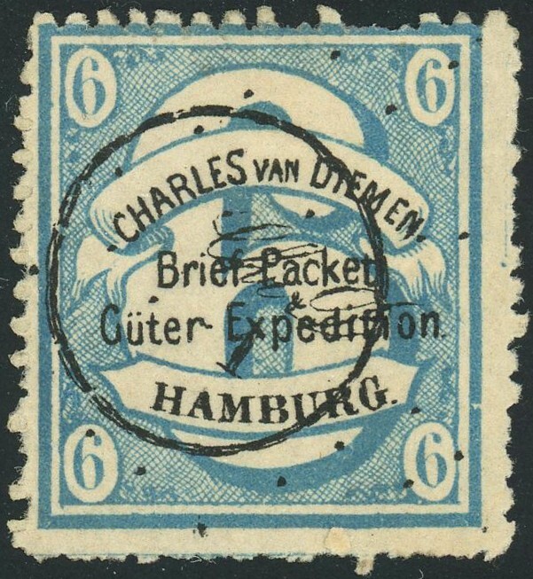 Hamburg Private Local Post Shipping Label Letter Delivery 6pf Postage Germany
