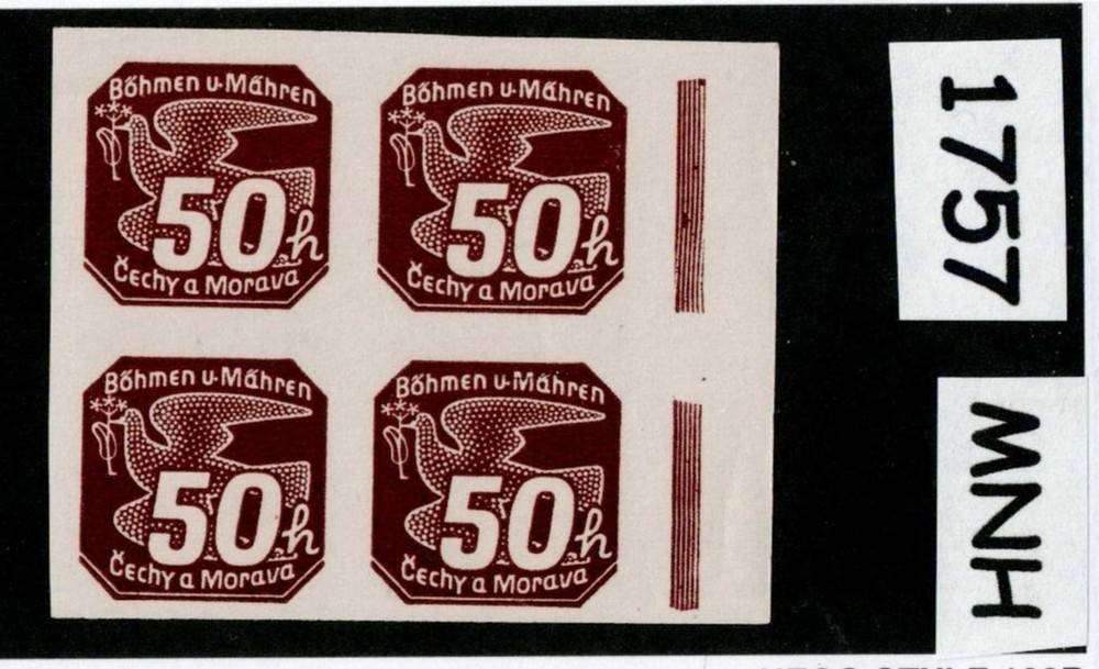 MNH stamp block Sc P8 Newspaper German Occupied Czechoslovakia WWII 1939 #1757