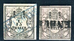 OLDENBURG 1852 3I,II used very BEAUTIFUL each signed (N1241