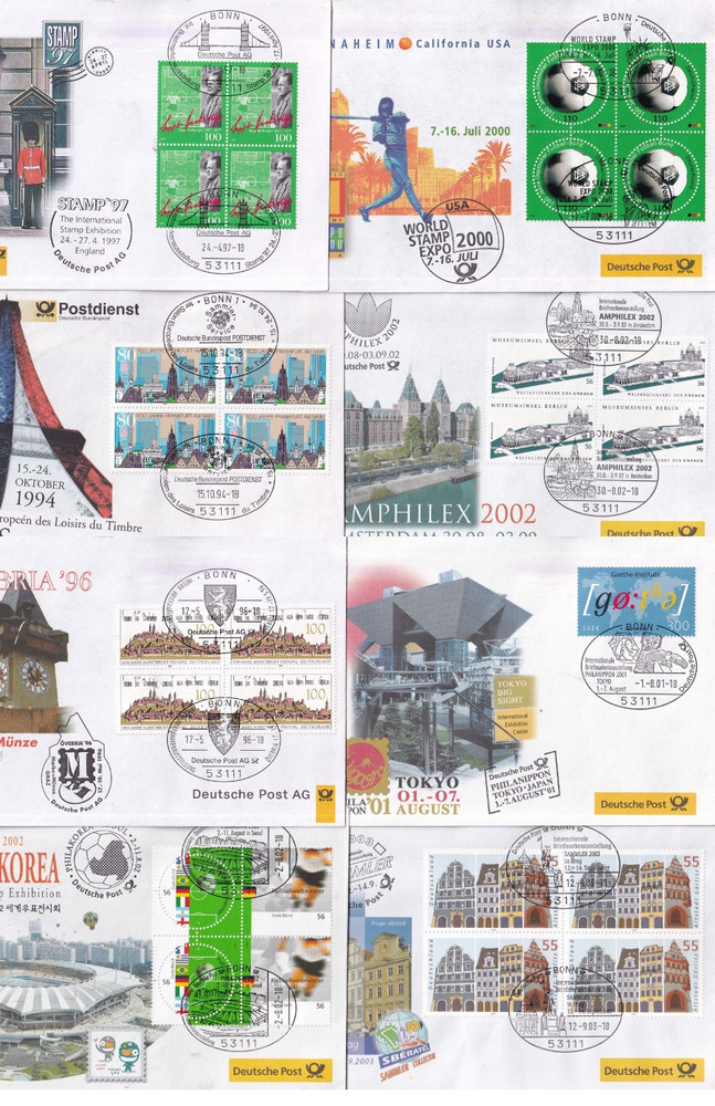 `ODZ&GERMANY 8 VERY GOOD DEUTSCHE POST EXHIBITION COVERS LOOK ALL DIFFERENT 879