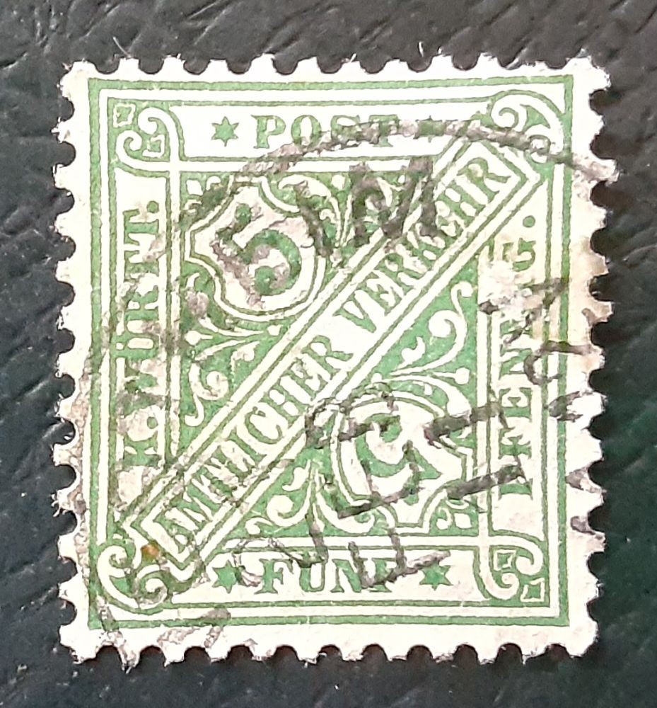 WURTTENBERG Germany 1906 5Pf Used AMTLICHER Official State Scott O122 VF 9567