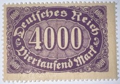 Travelstamps: 1922 Germany Stamps Deutsches Reich 4000 Mark Mi. Nr. 255 MOGNH