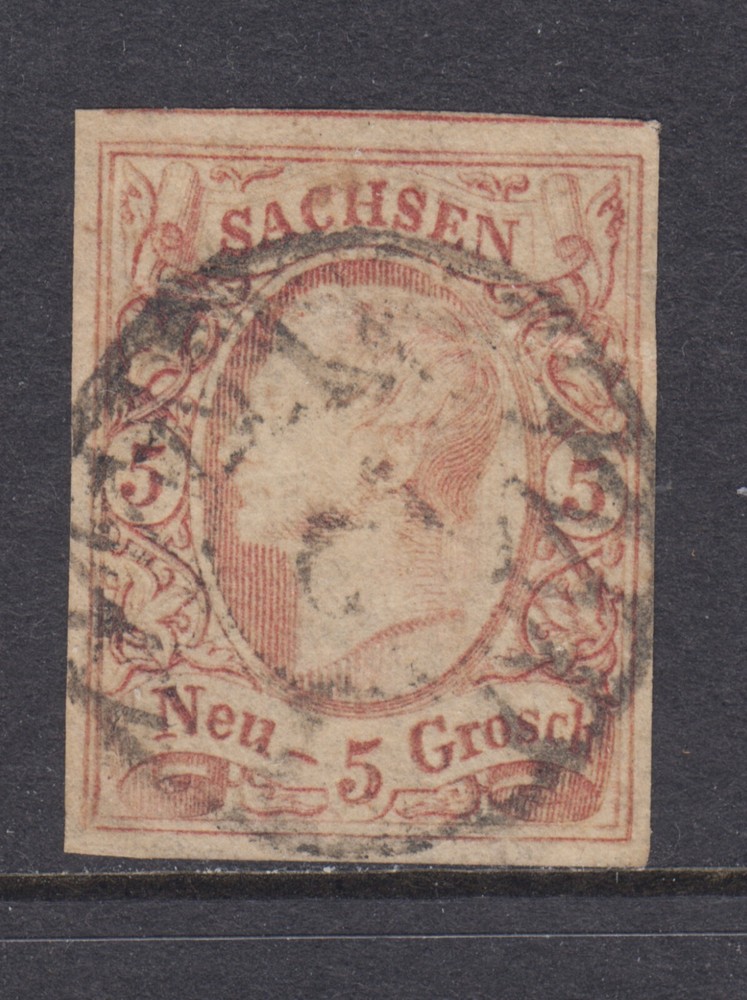 Saxony Sc 13a used. 1860 5ng orange brown King John I, fresh, sound, VF. Cert